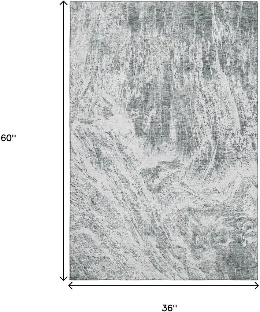 Gray And Ivory Abstract Washable Area Rug With UV Protection Photo 9
