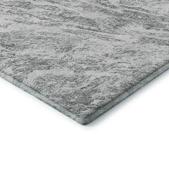 Gray And Ivory Abstract Washable Area Rug With UV Protection Photo 7