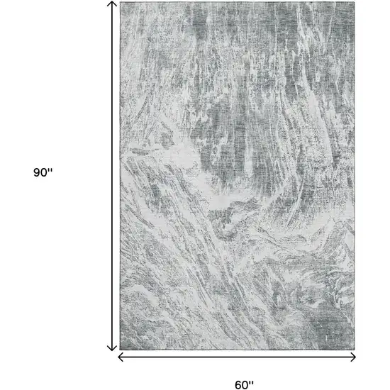 Gray And Ivory Abstract Washable Area Rug With UV Protection Photo 8