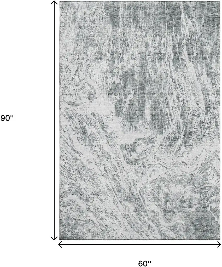 Gray And Ivory Abstract Washable Area Rug With UV Protection Photo 8