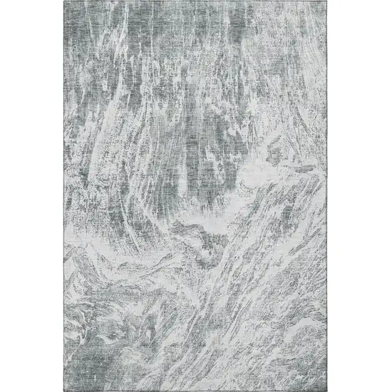 Gray And Ivory Abstract Washable Area Rug With UV Protection Photo 3