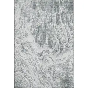 Photo of Gray And Ivory Abstract Washable Area Rug With UV Protection
