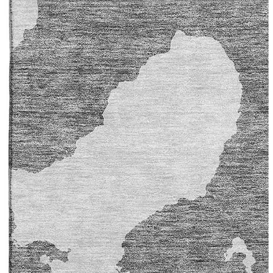 Gray And Ivory Abstract Washable Area Rug With UV Protection Photo 2