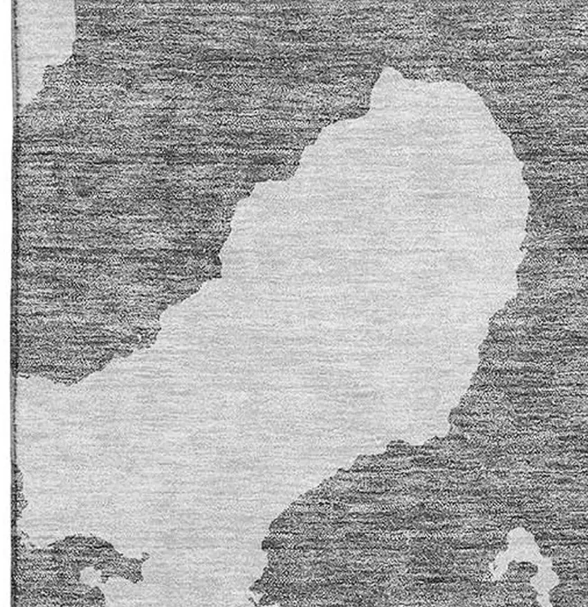 Gray And Ivory Abstract Washable Area Rug With UV Protection Photo 2