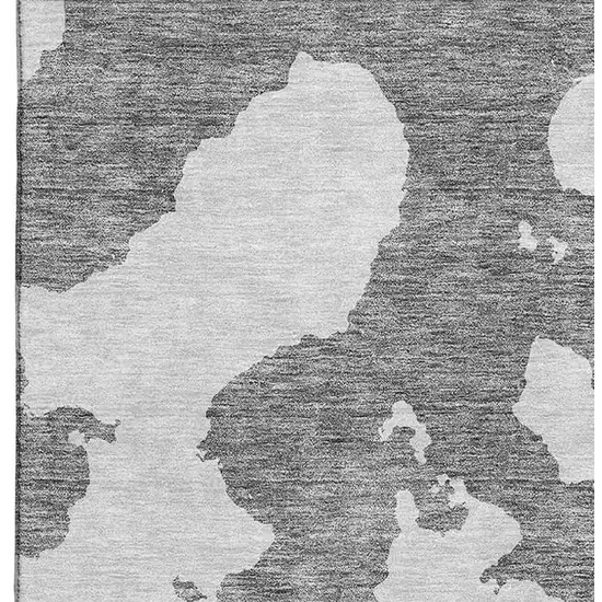 Gray And Ivory Abstract Washable Area Rug With UV Protection Photo 3