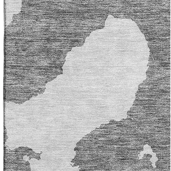 Gray And Ivory Abstract Washable Area Rug With UV Protection Photo 2