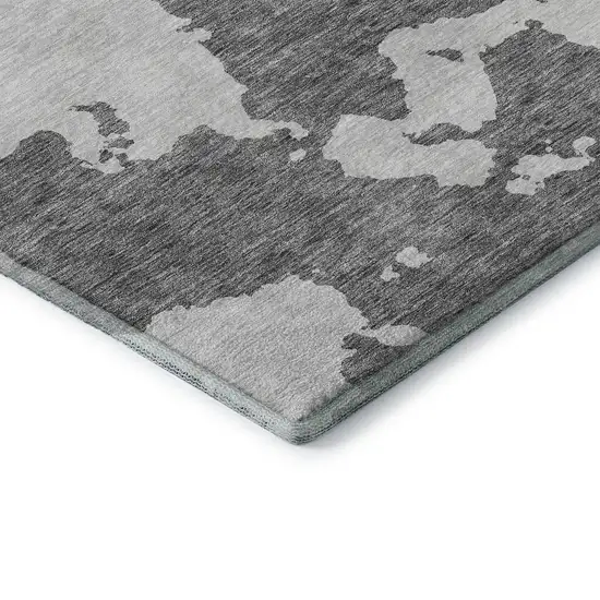 Gray And Ivory Abstract Washable Area Rug With UV Protection Photo 7