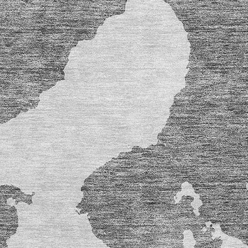 Gray And Ivory Abstract Washable Area Rug With UV Protection Photo 2