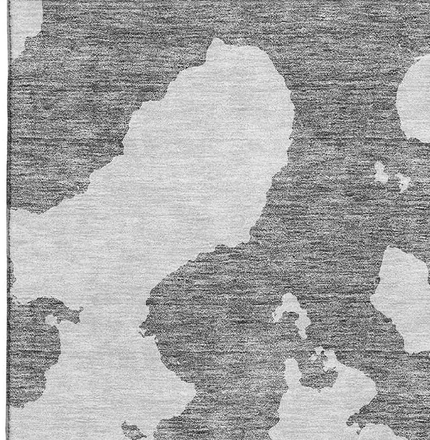 Gray And Ivory Abstract Washable Area Rug With UV Protection Photo 3