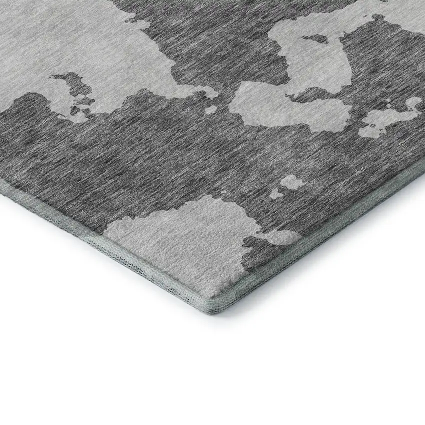 Gray And Ivory Abstract Washable Area Rug With UV Protection Photo 7