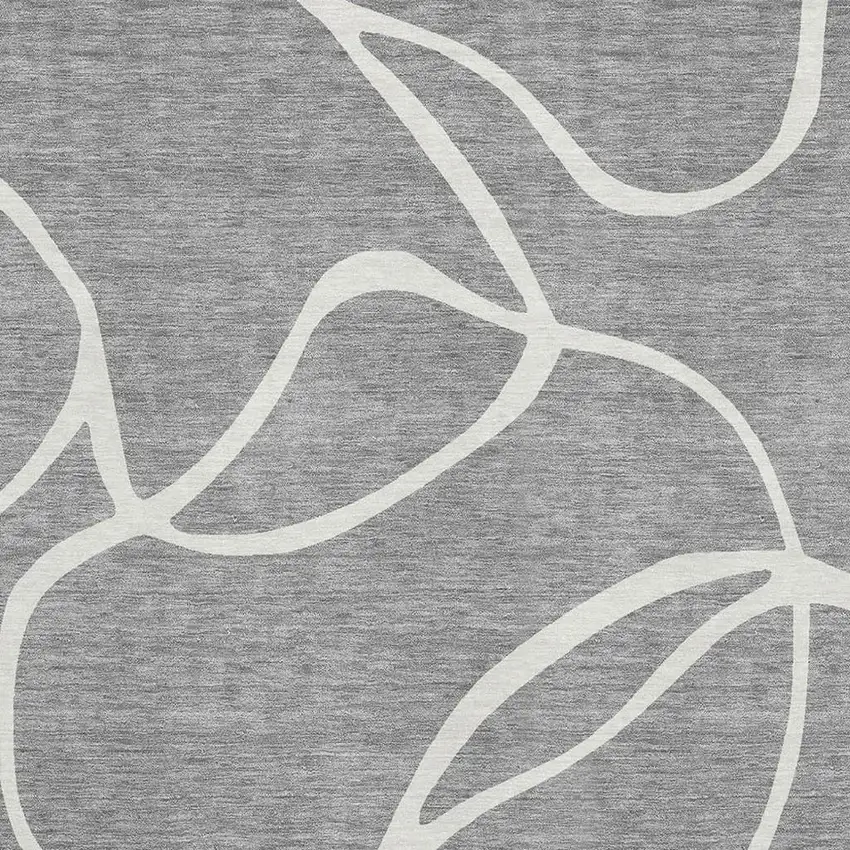 Gray And Ivory Abstract Washable Area Rug With UV Protection Photo 2