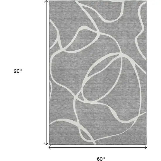 Gray And Ivory Abstract Washable Area Rug With UV Protection Photo 8