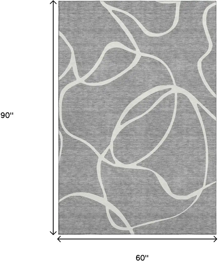 Gray And Ivory Abstract Washable Area Rug With UV Protection Photo 8