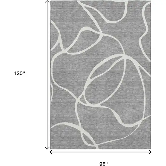 Gray And Ivory Abstract Washable Area Rug With UV Protection Photo 8