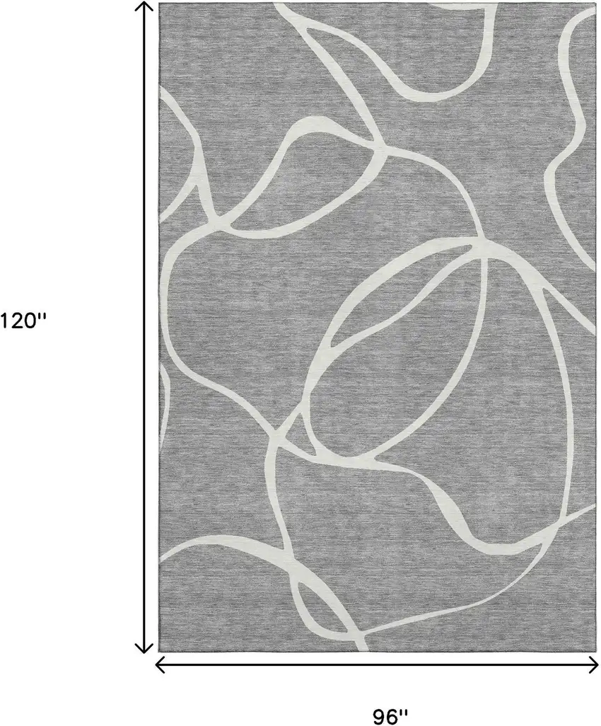 Gray And Ivory Abstract Washable Area Rug With UV Protection Photo 8
