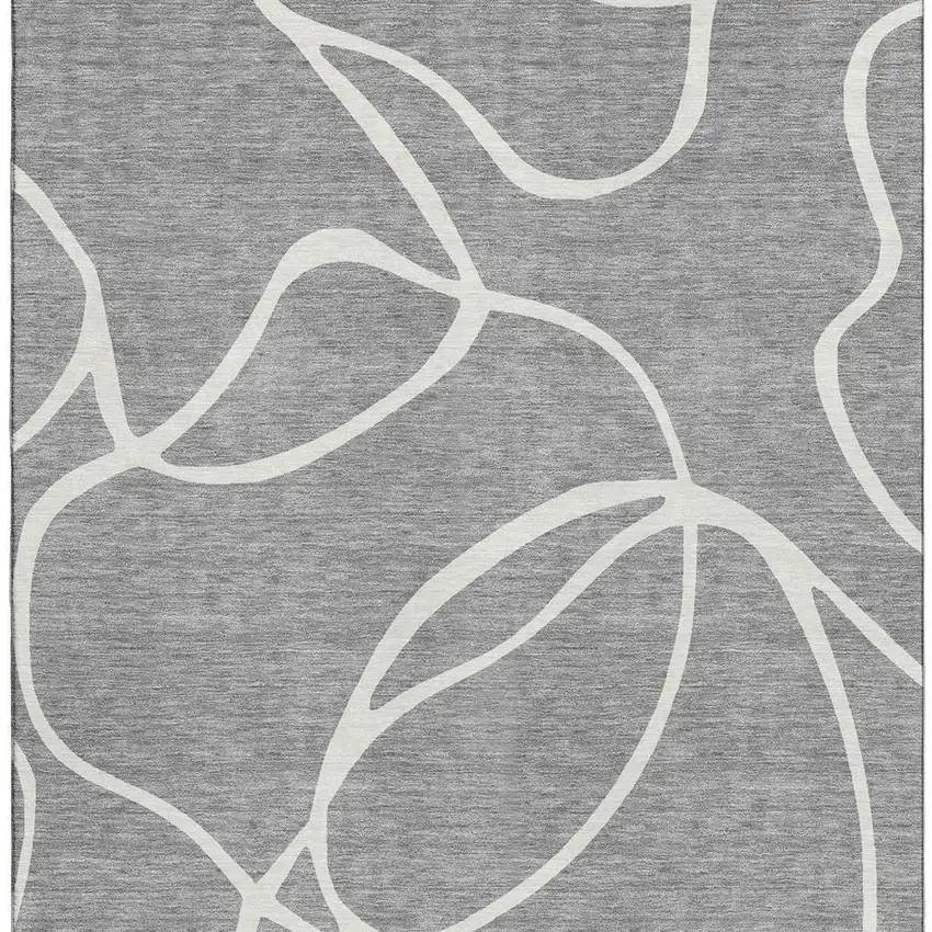 Gray And Ivory Abstract Washable Area Rug With UV Protection Photo 3
