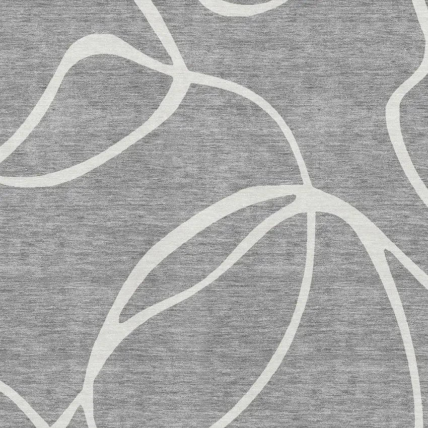 Gray And Ivory Abstract Washable Area Rug With UV Protection Photo 2