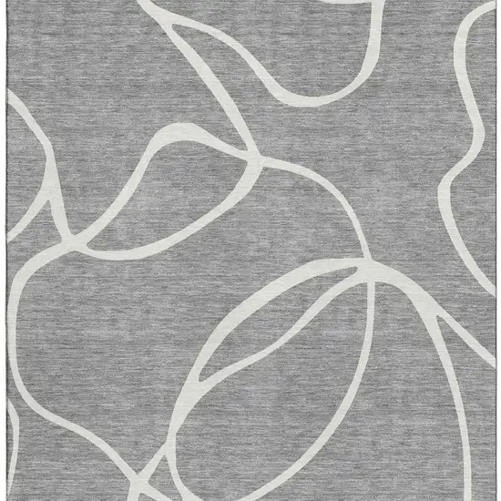 Gray And Ivory Abstract Washable Area Rug With UV Protection Photo 2
