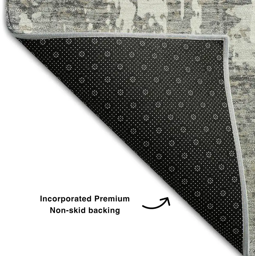 Gray And Ivory Abstract Washable Area Rug With UV Protection Photo 6