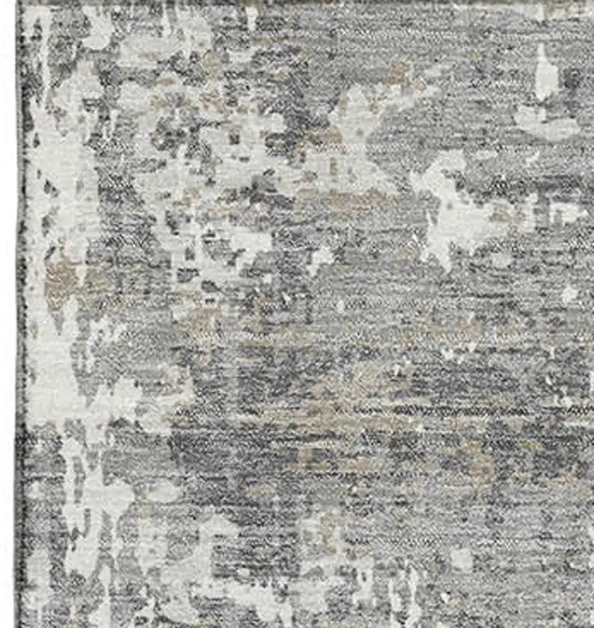 Gray And Ivory Abstract Washable Area Rug With UV Protection Photo 2