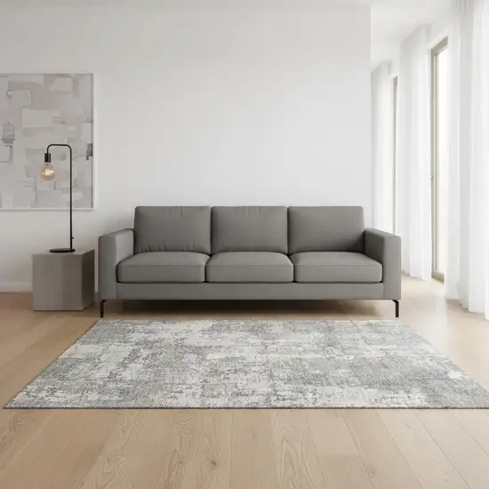 Gray And Ivory Abstract Washable Area Rug With UV Protection Photo 2