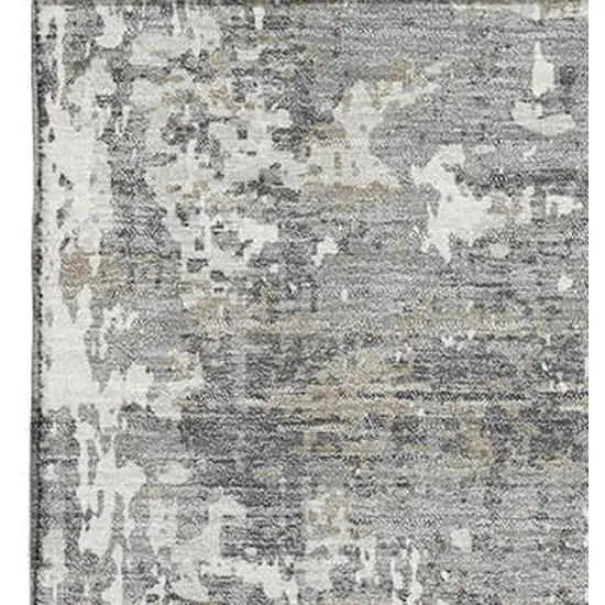 Gray And Ivory Abstract Washable Area Rug With UV Protection Photo 2