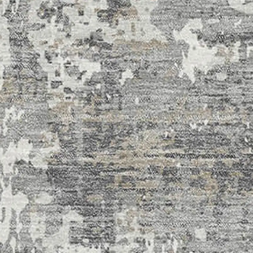Gray And Ivory Abstract Washable Area Rug With UV Protection Photo 2