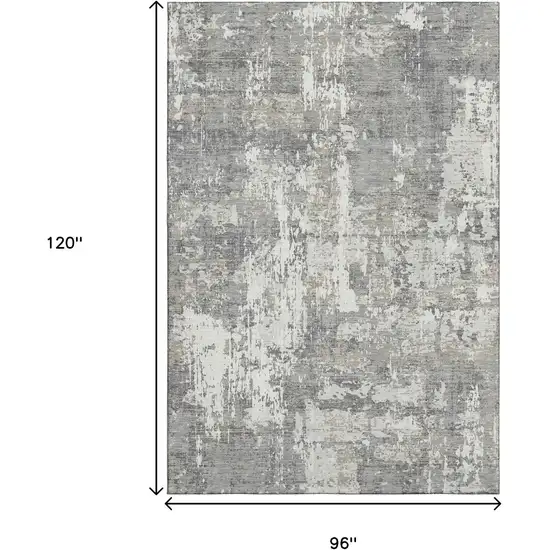 Gray And Ivory Abstract Washable Area Rug With UV Protection Photo 8