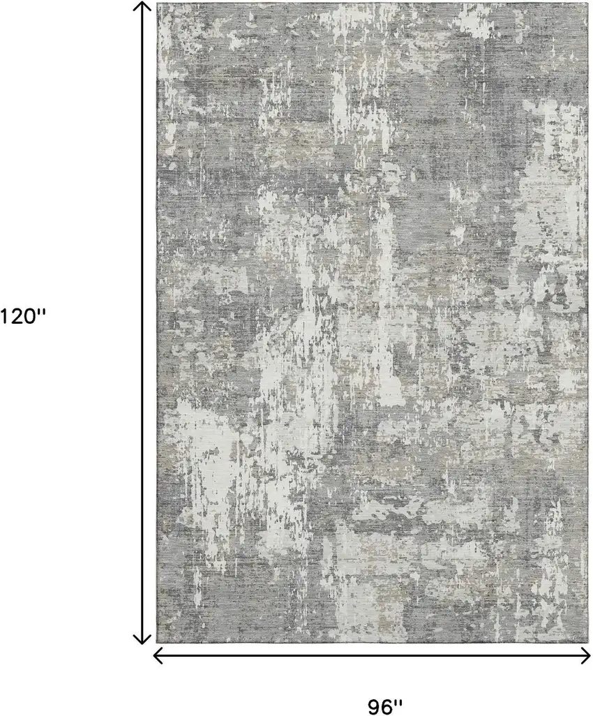 Gray And Ivory Abstract Washable Area Rug With UV Protection Photo 8