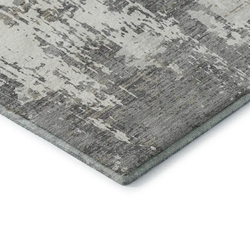Gray And Ivory Abstract Washable Area Rug With UV Protection Photo 7