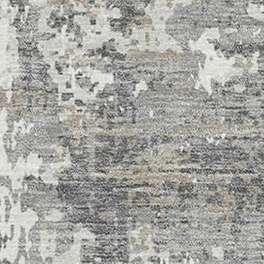 Gray And Ivory Abstract Washable Area Rug With UV Protection Photo 2