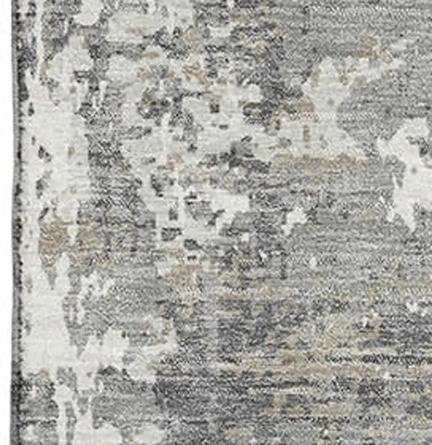 Gray And Ivory Abstract Washable Area Rug With UV Protection Photo 2