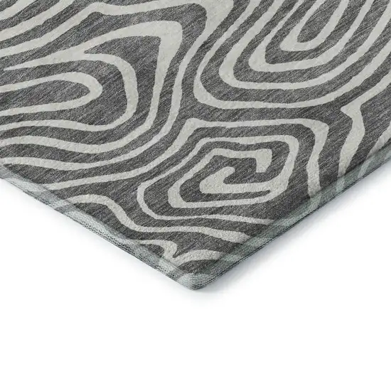 Gray And Ivory Abstract Washable Area Rug With UV Protection Photo 7