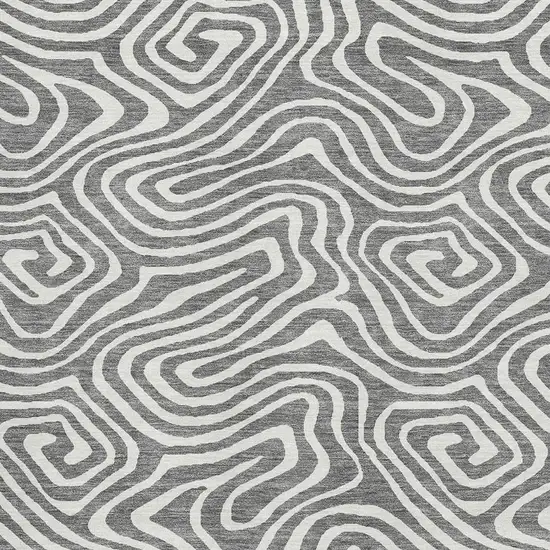 Gray And Ivory Abstract Washable Area Rug With UV Protection Photo 2