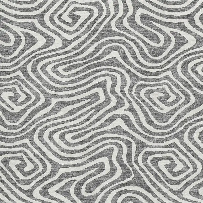 Gray And Ivory Abstract Washable Area Rug With UV Protection Photo 2