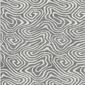 Photo of Gray And Ivory Abstract Washable Area Rug With UV Protection