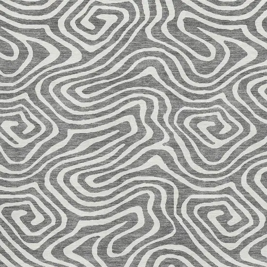 Gray And Ivory Abstract Washable Area Rug With UV Protection Photo 2