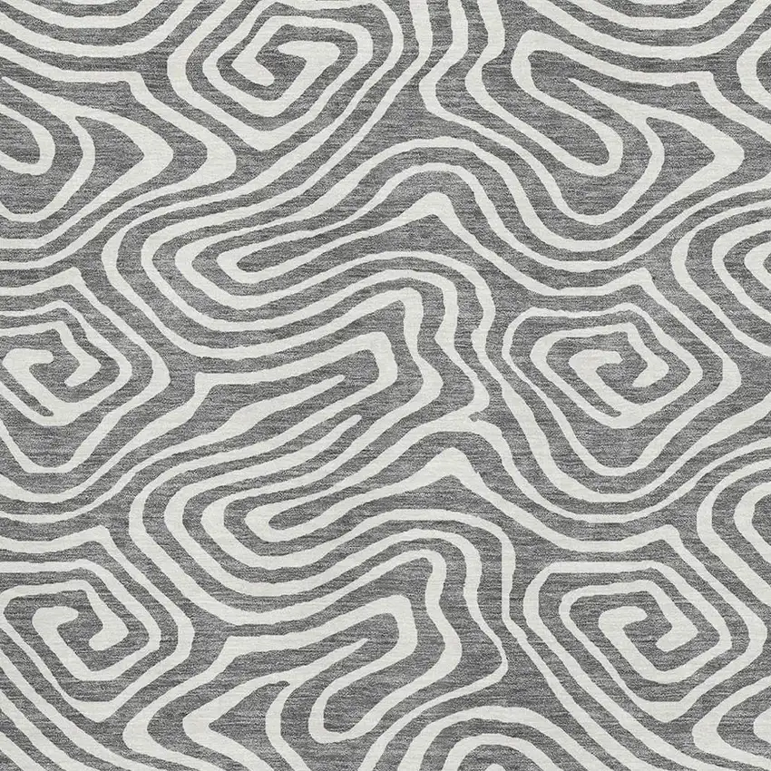 Gray And Ivory Abstract Washable Area Rug With UV Protection Photo 2