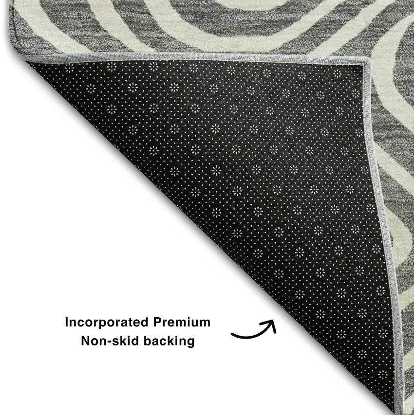 Gray And Ivory Abstract Washable Area Rug With UV Protection Photo 6
