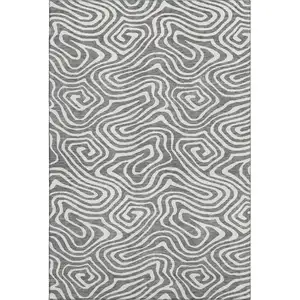 Photo of Gray And Ivory Abstract Washable Area Rug With UV Protection