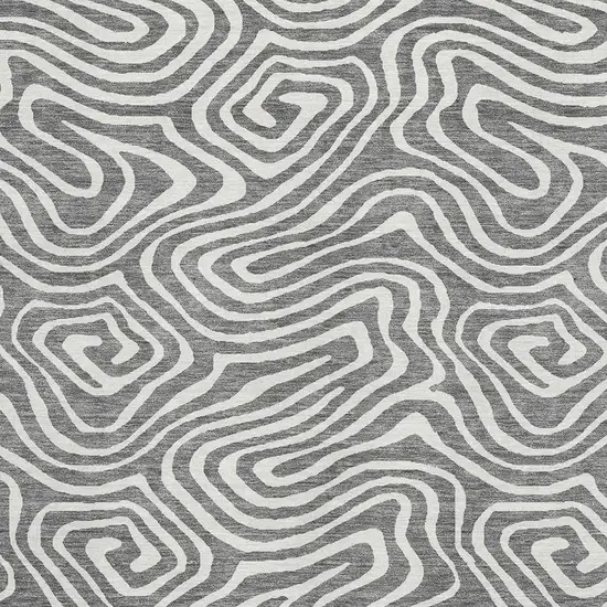 Gray And Ivory Abstract Washable Area Rug With UV Protection Photo 2