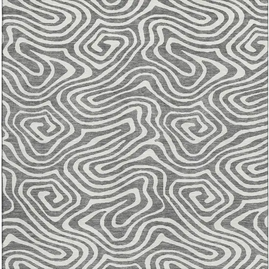 Gray And Ivory Abstract Washable Area Rug With UV Protection Photo 2