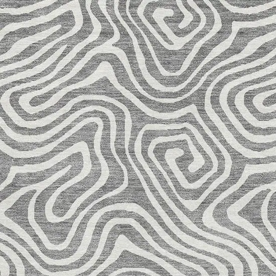 Gray And Ivory Abstract Washable Area Rug With UV Protection Photo 2