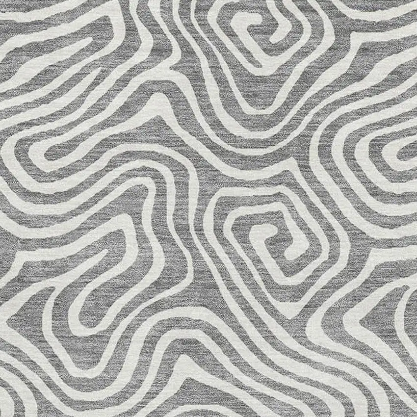 Gray And Ivory Abstract Washable Area Rug With UV Protection Photo 2