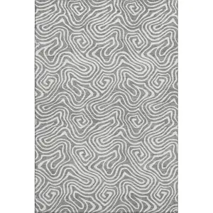 Photo of Gray And Ivory Abstract Washable Area Rug With UV Protection