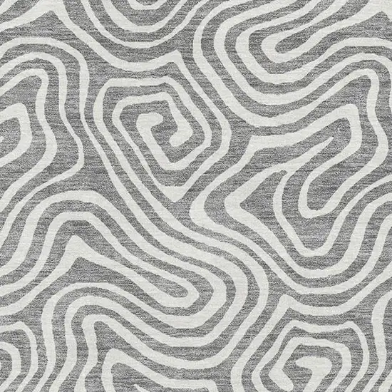 Gray And Ivory Abstract Washable Area Rug With UV Protection Photo 2