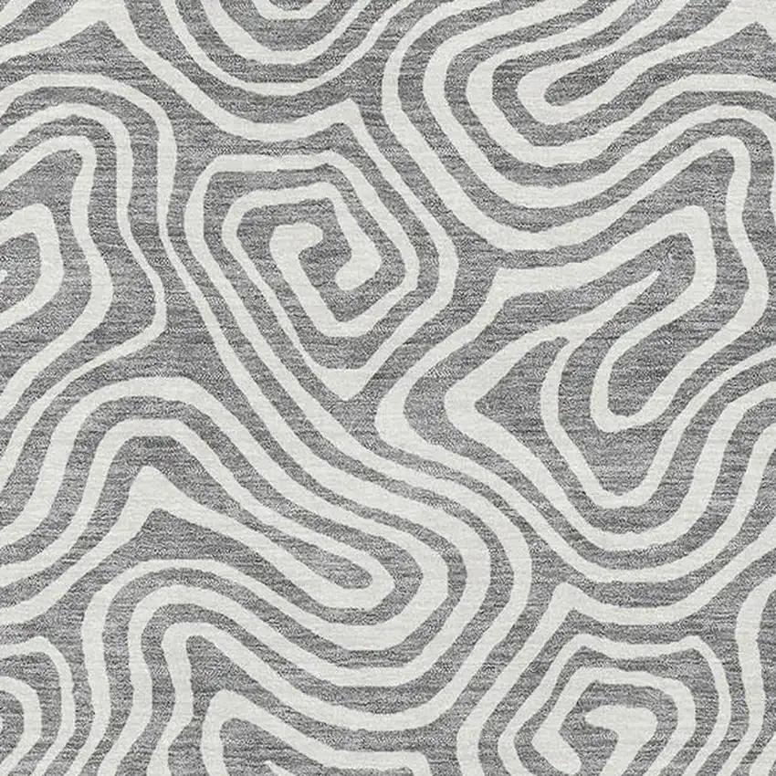 Gray And Ivory Abstract Washable Area Rug With UV Protection Photo 2