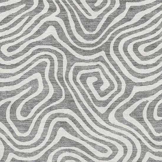 Gray And Ivory Abstract Washable Area Rug With UV Protection Photo 2