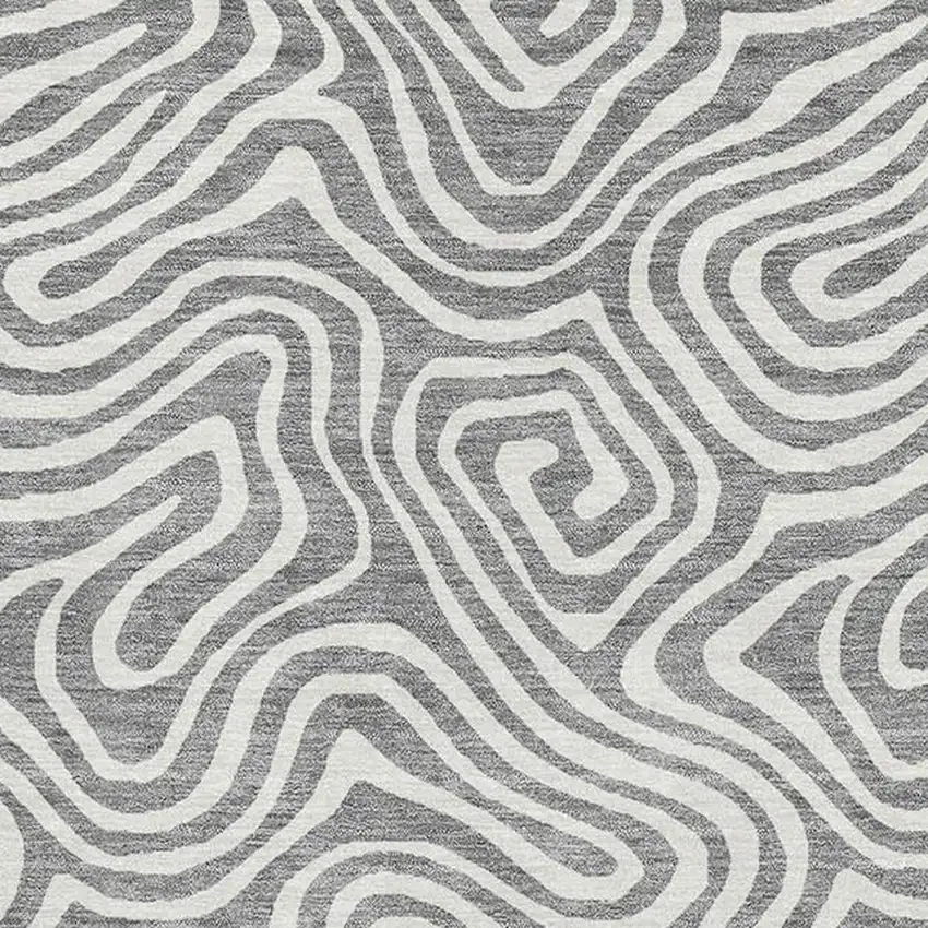 Gray And Ivory Abstract Washable Area Rug With UV Protection Photo 2
