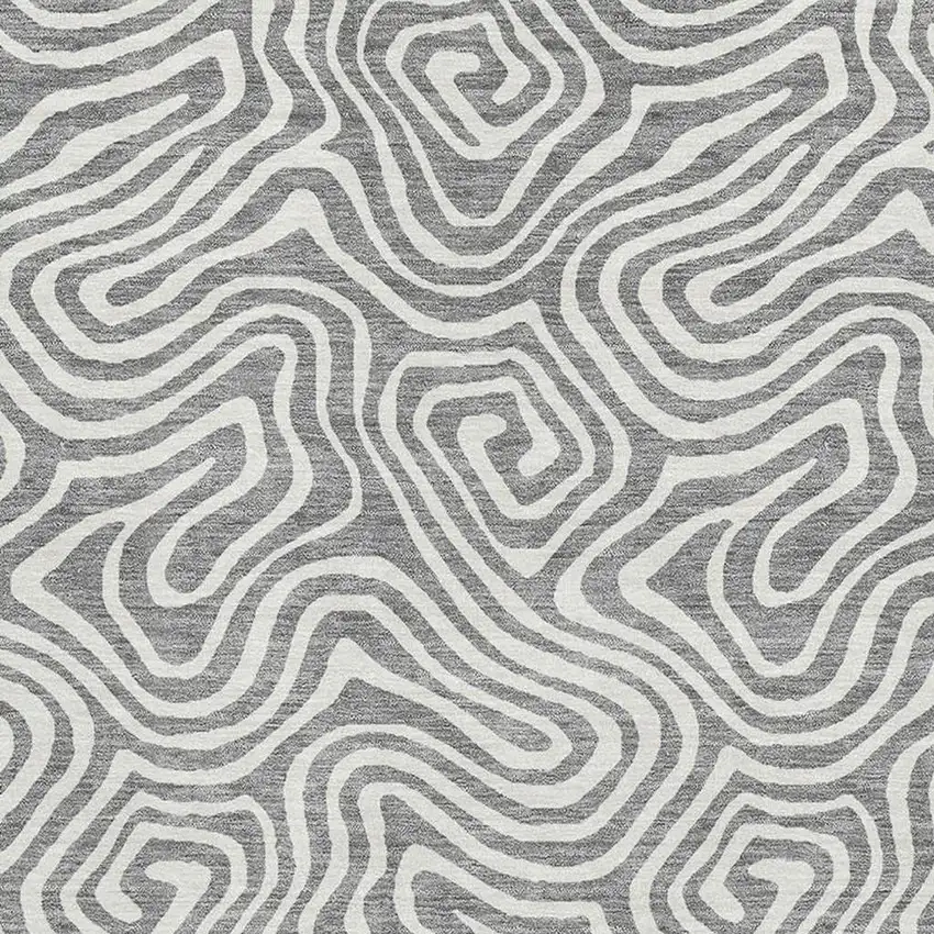 Gray And Ivory Abstract Washable Area Rug With UV Protection Photo 3